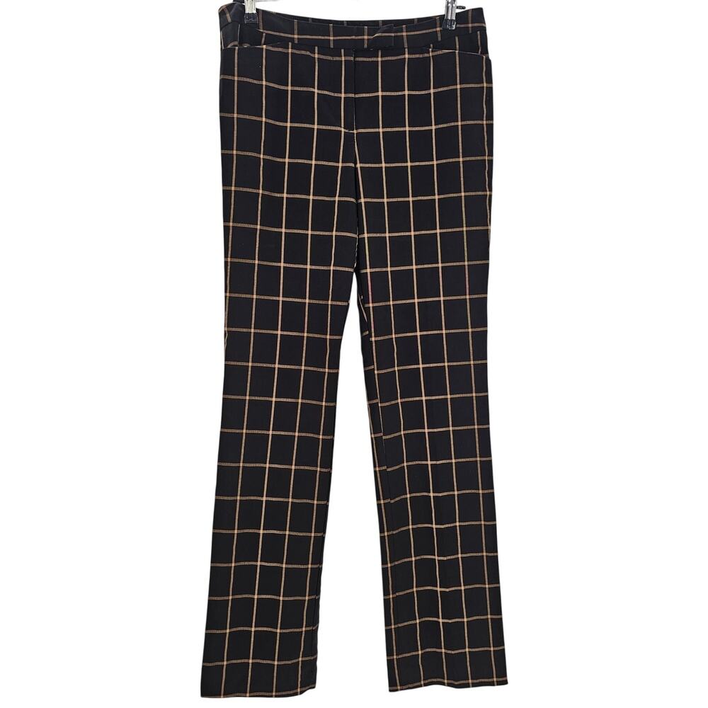 Worthington Womans size 8/29 Window Pane Straight Leg Dress Pants Black/Tan